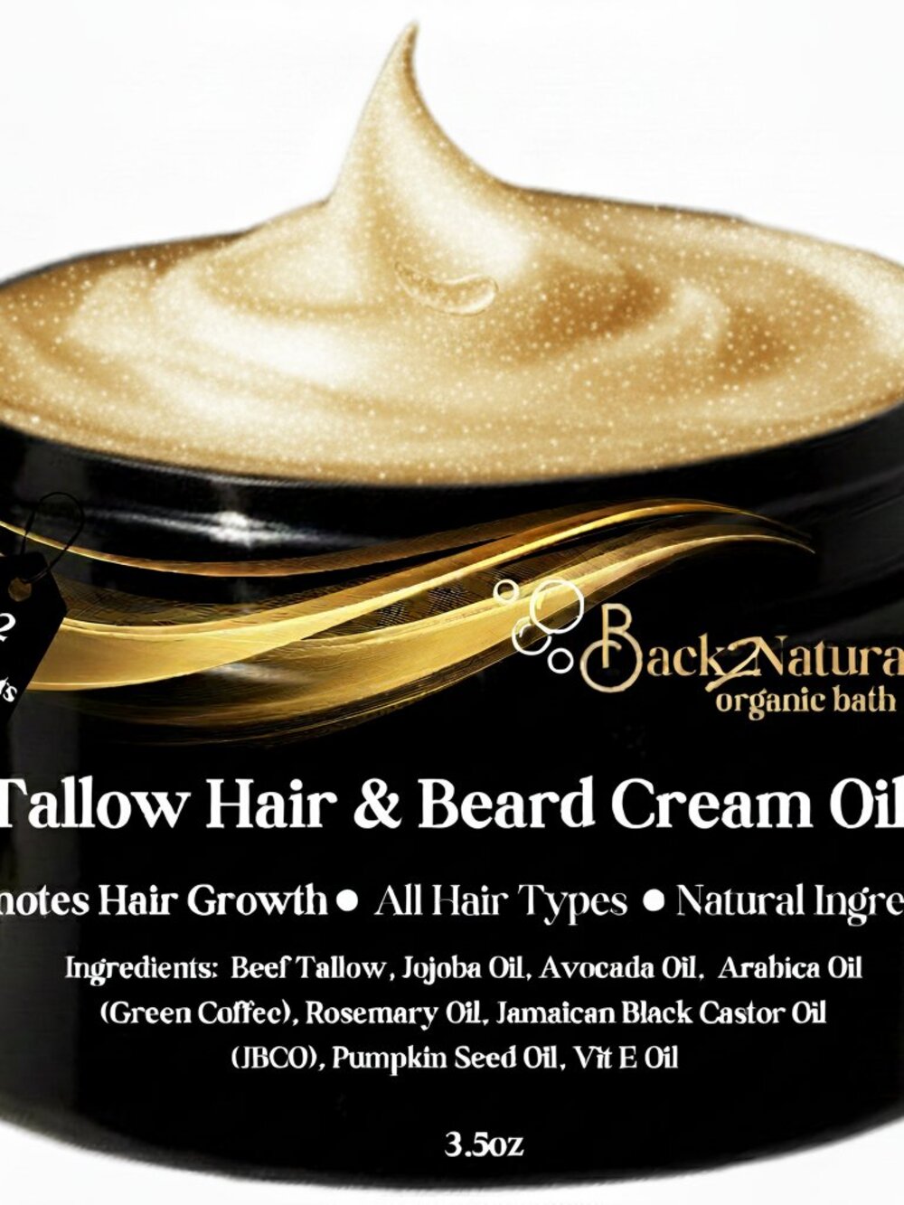 Back2Naturalness Tallow Hair Growth Cream Oil for 4C, Coily , Curly Hair | 4oz